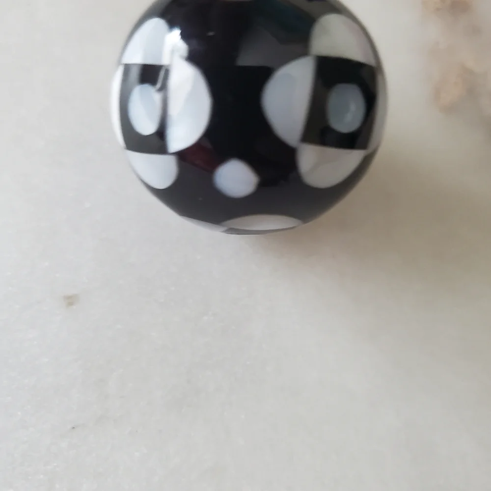 Mother Of Pearl Harmony Chime Ball Black and White Round Pendant